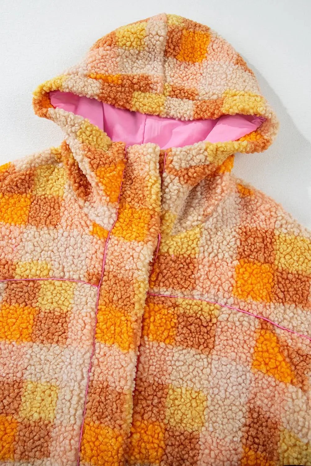 Jackets Love Salve Cozy orange checkered sherpa jacket