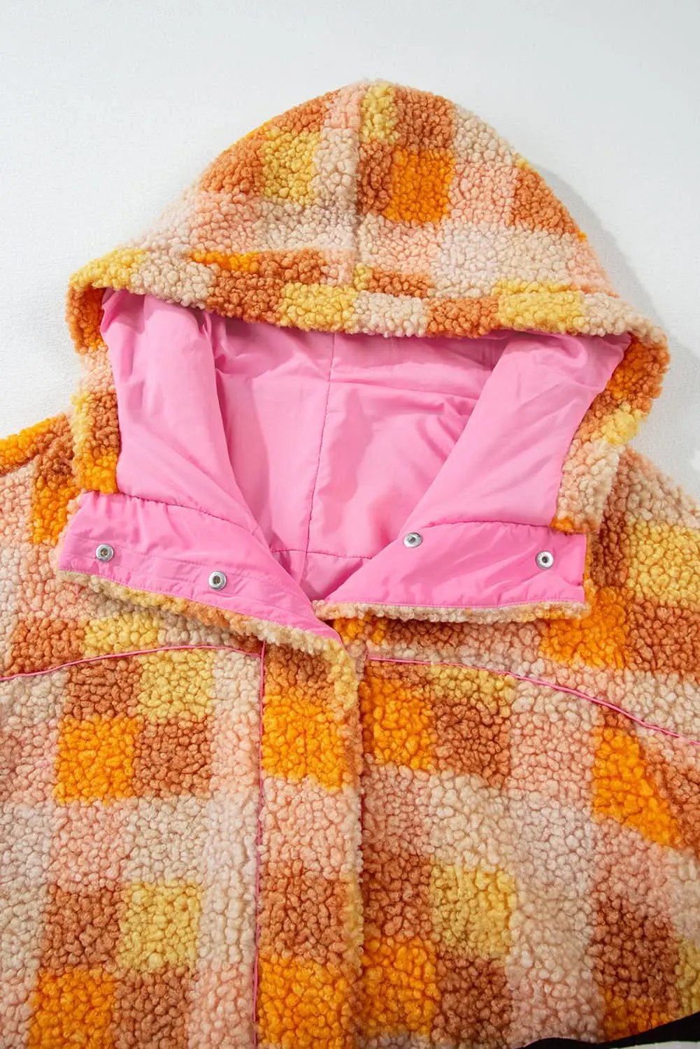 Jackets Love Salve Cozy orange checkered sherpa jacket