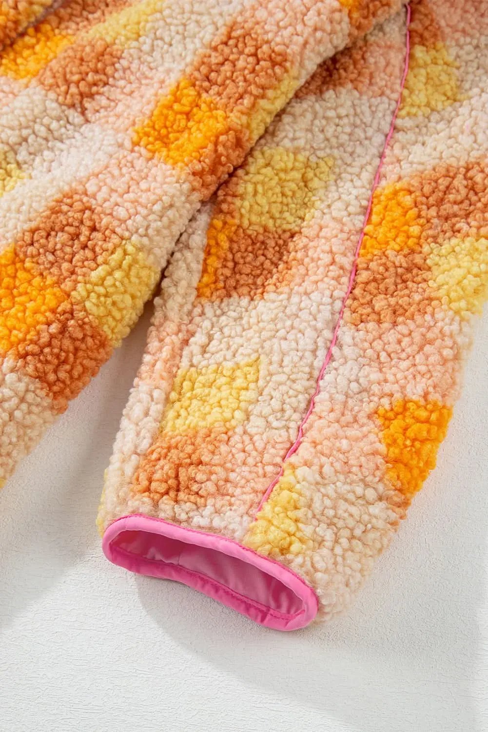 Jackets Love Salve Cozy orange checkered sherpa jacket