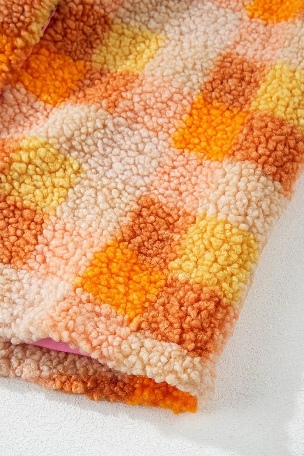 Jackets Love Salve Cozy orange checkered sherpa jacket