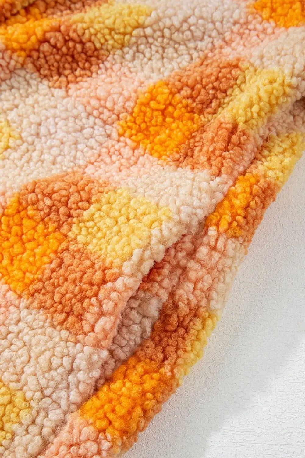 Jackets Love Salve Cozy orange checkered sherpa jacket