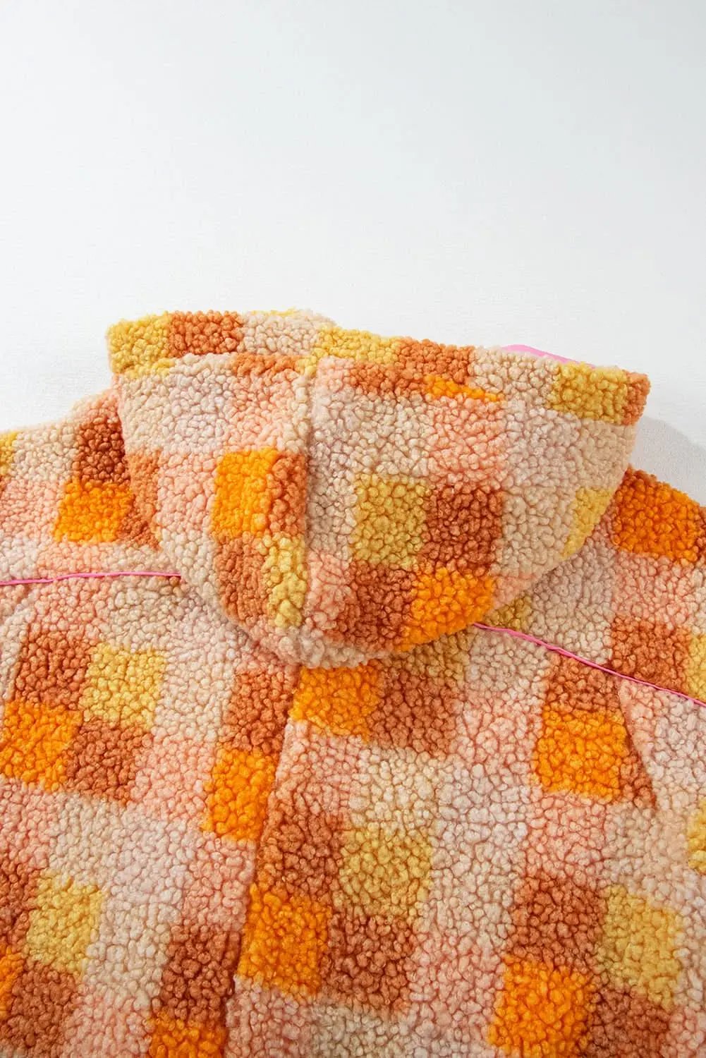 Jackets Love Salve Cozy orange checkered sherpa jacket