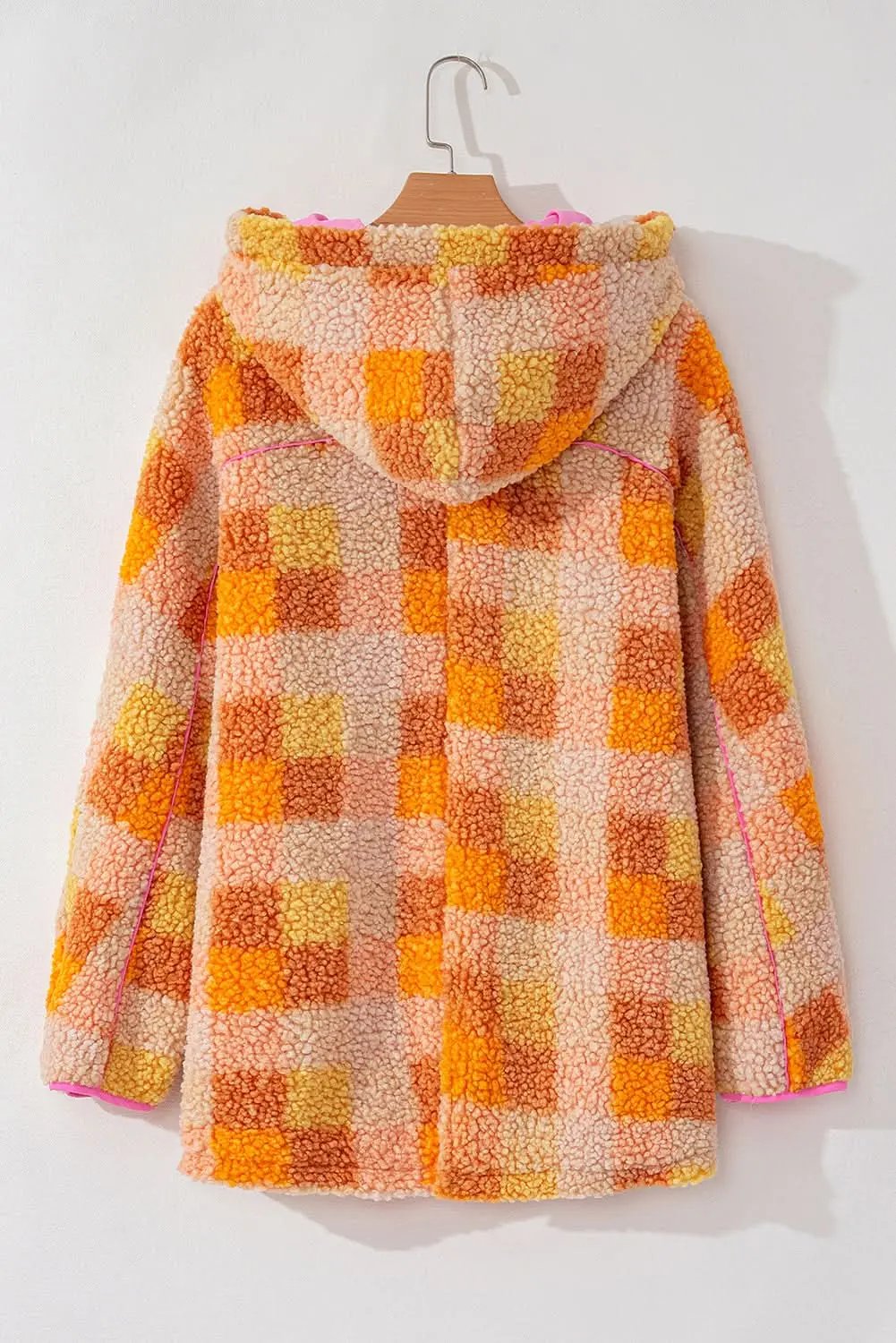 Jackets Love Salve Cozy orange checkered sherpa jacket