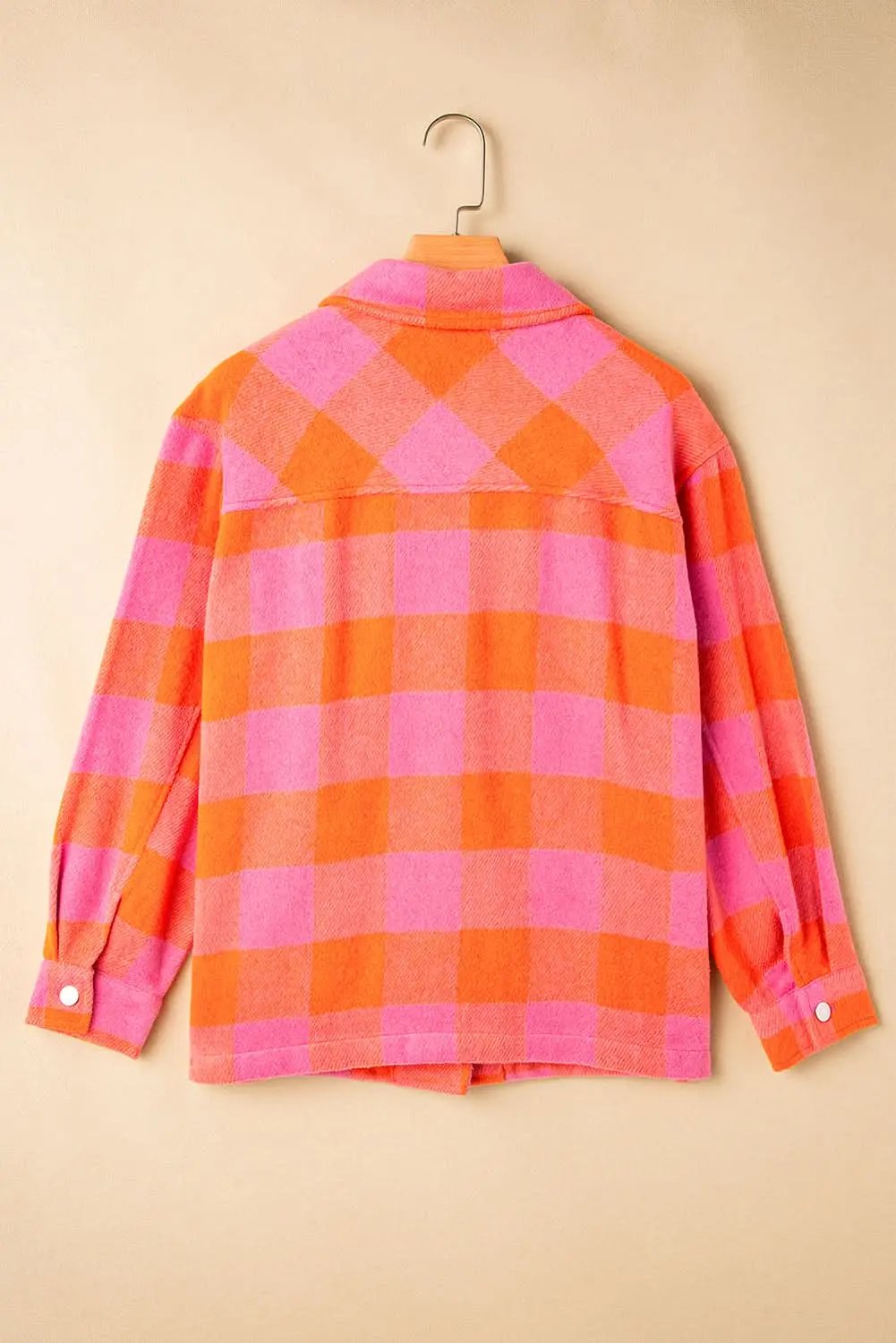 Women's Plaid Jacket Orange Plaid Button-Up Jacket - Fall Casual & Stylish