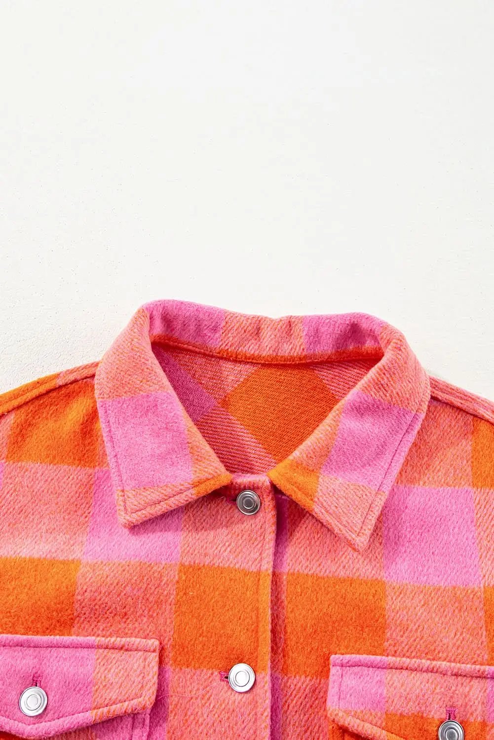 Women's Plaid Jacket Orange Plaid Button-Up Jacket - Fall Casual & Stylish