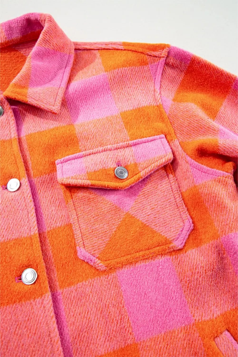 Women's Plaid Jacket Orange Plaid Button-Up Jacket - Fall Casual & Stylish