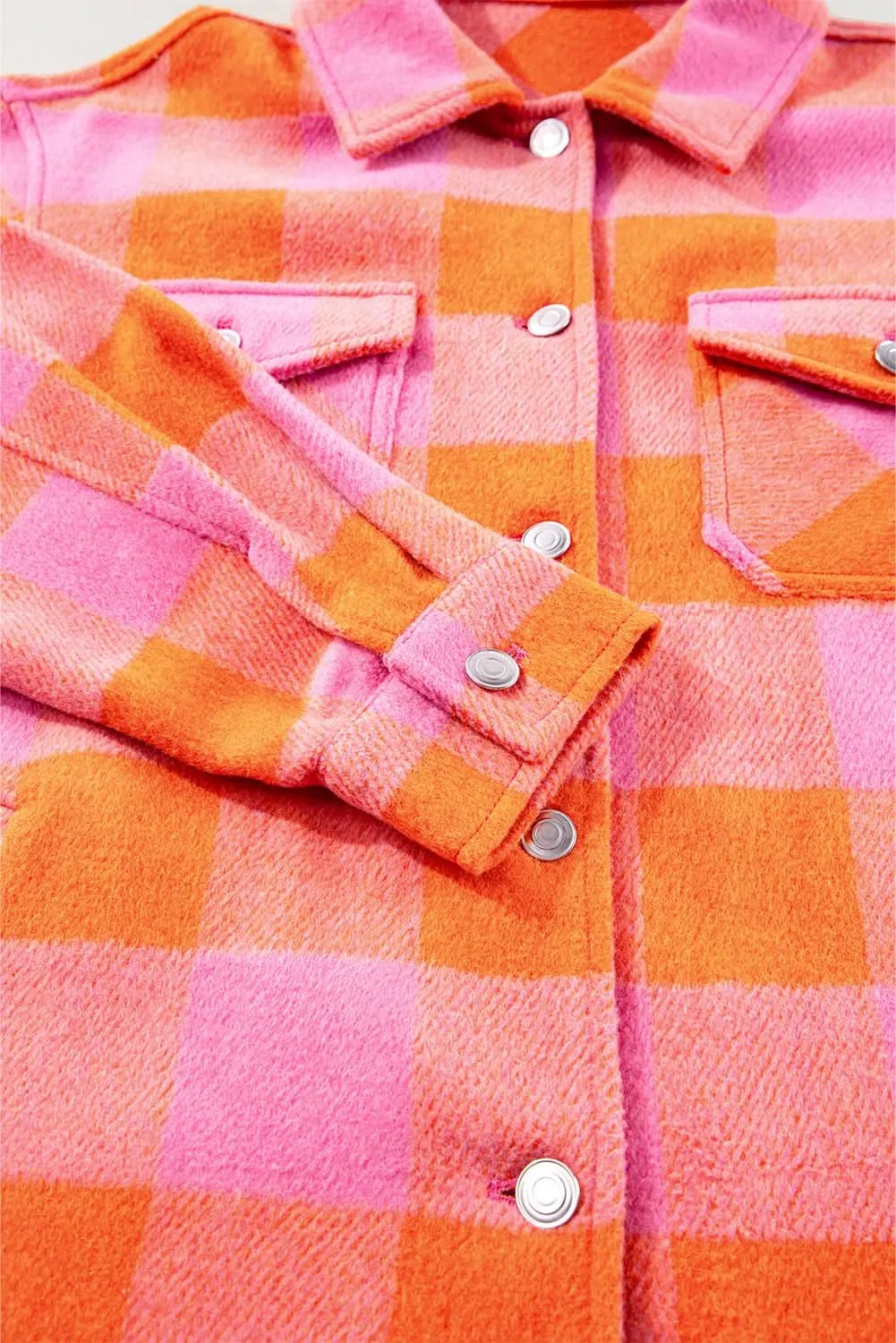 Women's Plaid Jacket Orange Plaid Button-Up Jacket - Fall Casual & Stylish