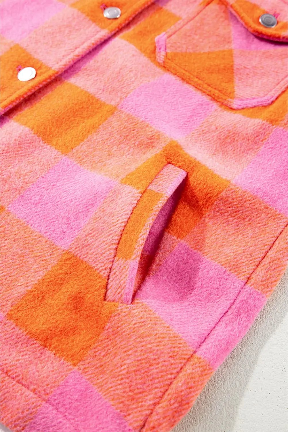 Women's Plaid Jacket Orange Plaid Button-Up Jacket - Fall Casual & Stylish