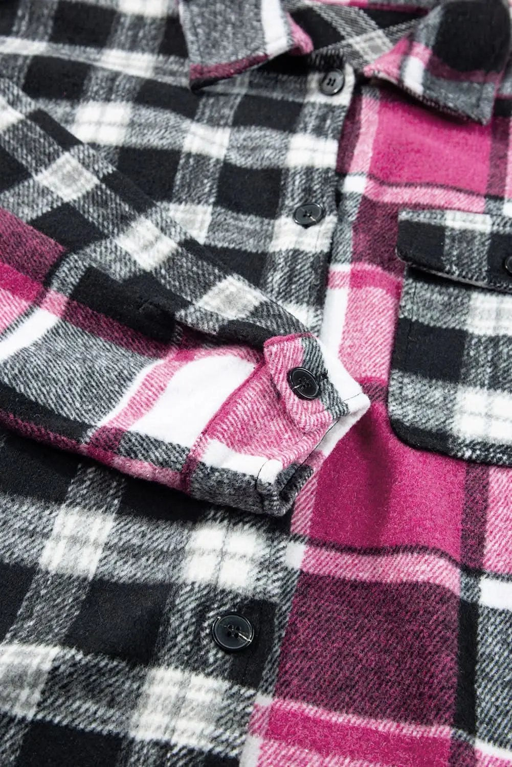 Shirts Love Salve Colorful plaid block shacket with pockets
