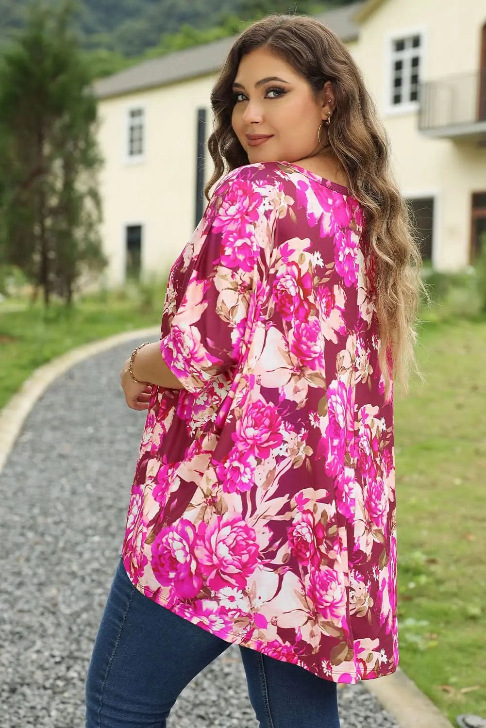 Love Salve Floral Plus Size Blouse Red — Vibrant Summer Top