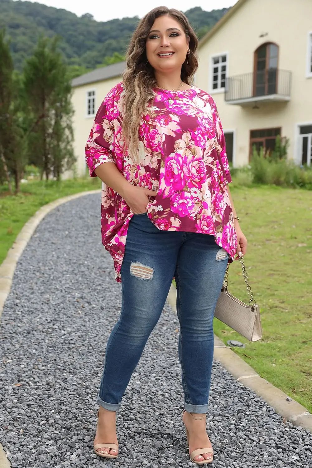Love Salve Floral Plus Size Blouse Red — Vibrant Summer Top