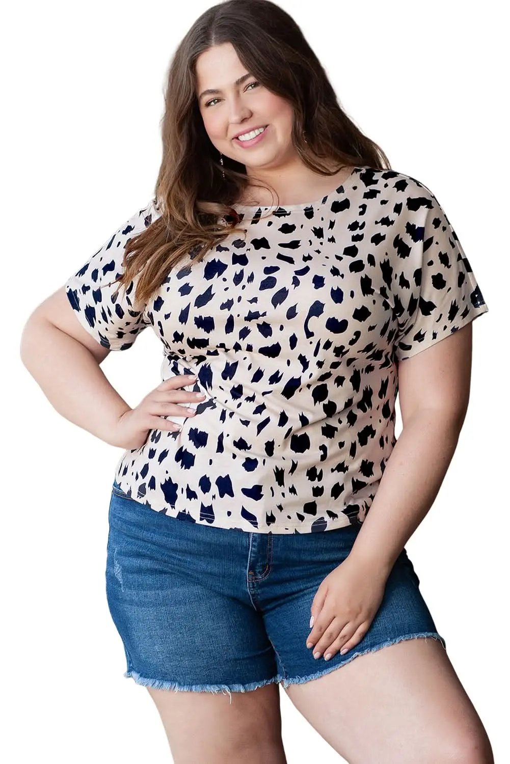 Love Salve Plus Size Leopard Twist Back Top Khaki