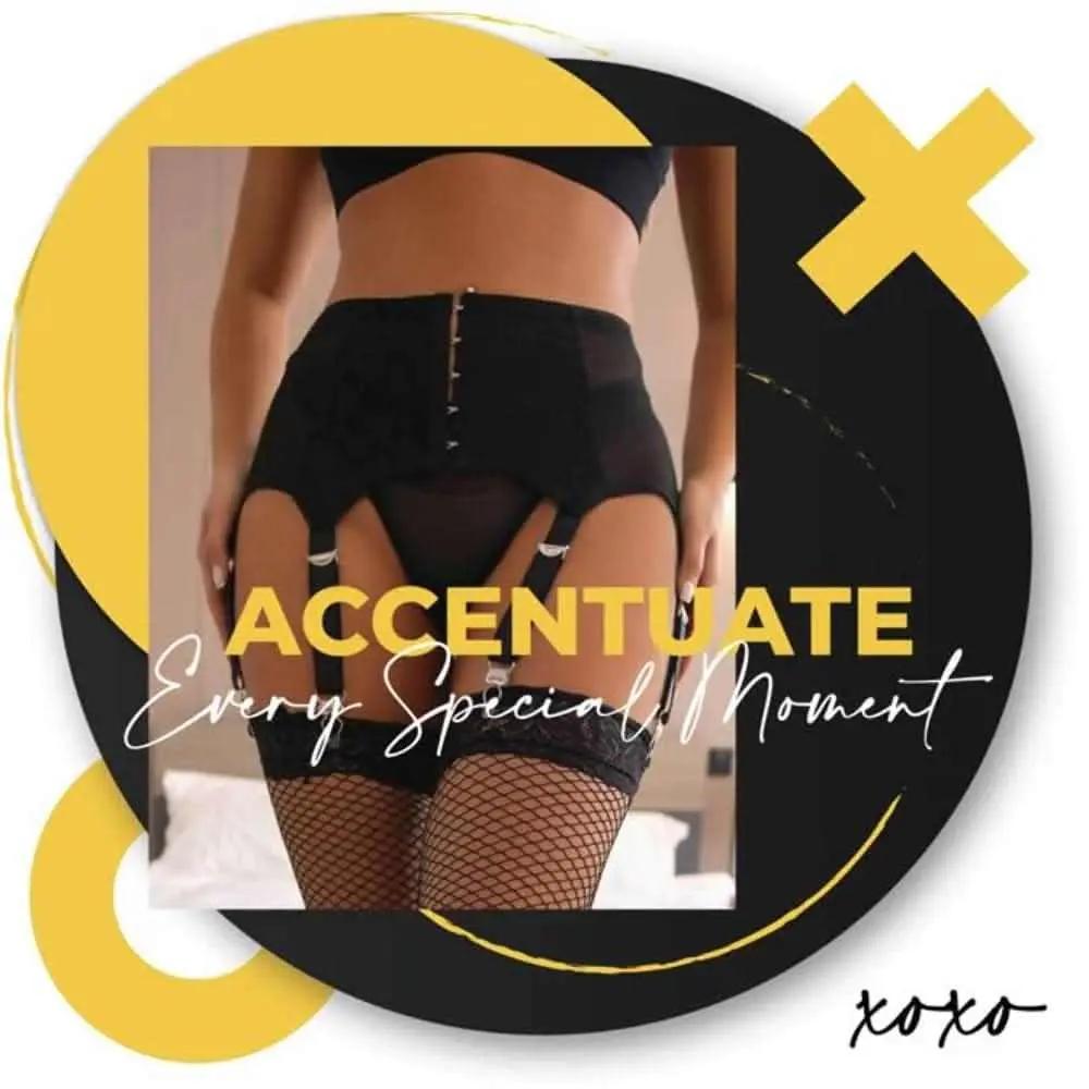 Accessories Love Salve Sexy Women Lingerie Garter Belt Set – 2 Piece Lace Stretch Adjustable Waist Suspender and Thong Underwear