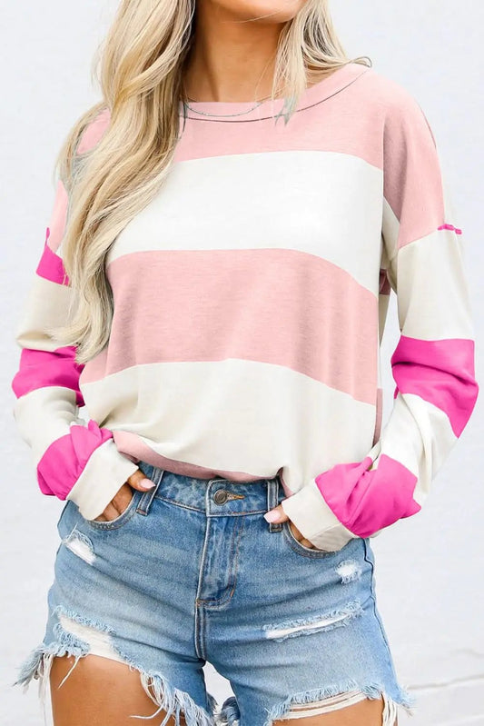 Women's Casual Tops Top - Light Pink Drop Shoulder - Relaxed Fit
