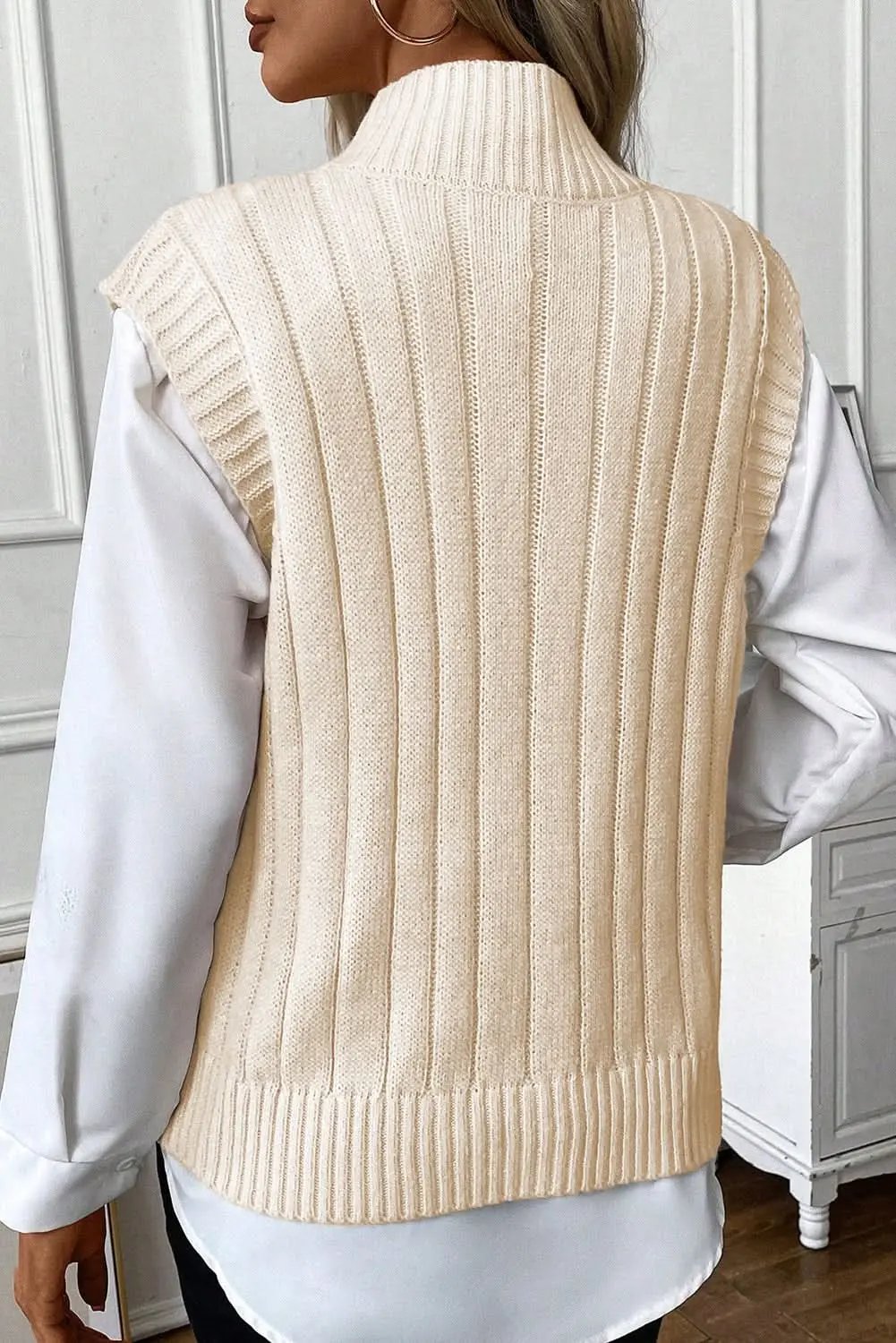Love Salve Cable Knit Sweater Vest Oatmeal — Cozy Layering