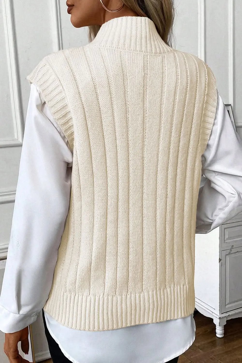 Love Salve Cable Knit Sweater Vest Oatmeal — Cozy Layering