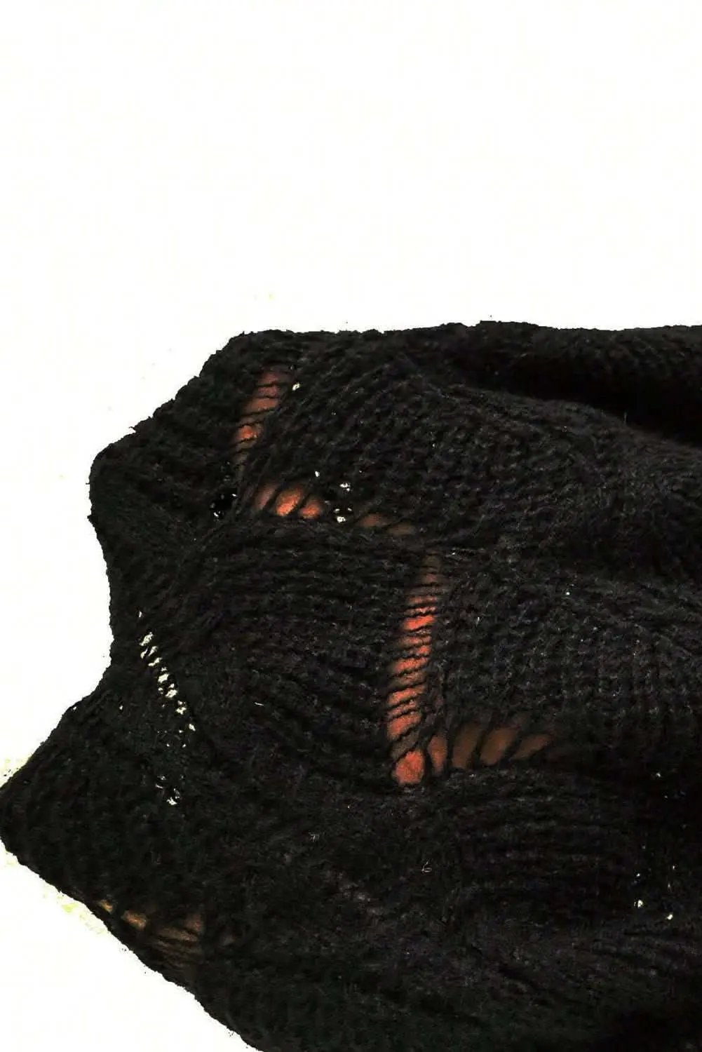 Sweaters Love Salve Chic black hollow knit v-neck sweater