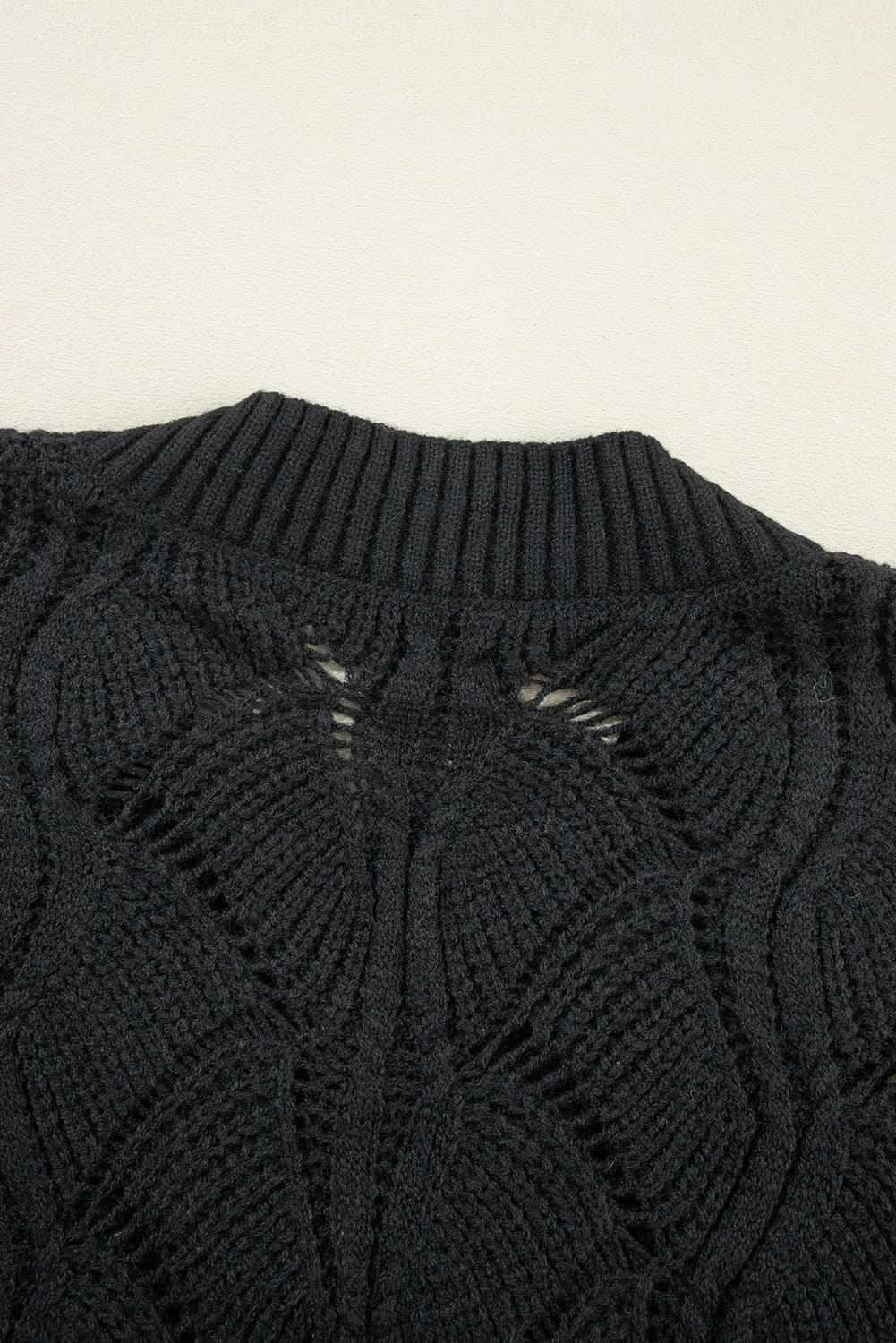 Sweaters Love Salve Chic black hollow knit v-neck sweater