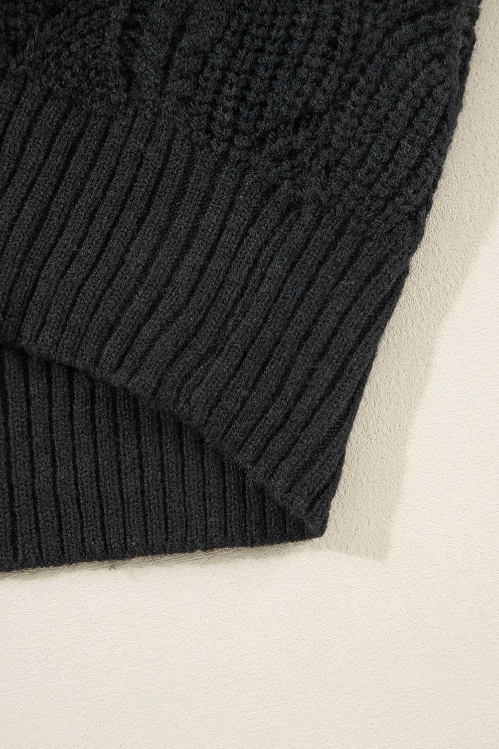 Sweaters Love Salve Chic black hollow knit v-neck sweater