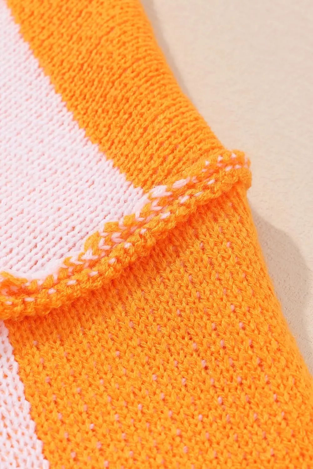 Sweaters Love Salve Orange Checkered Bishop Sleeve Sweater