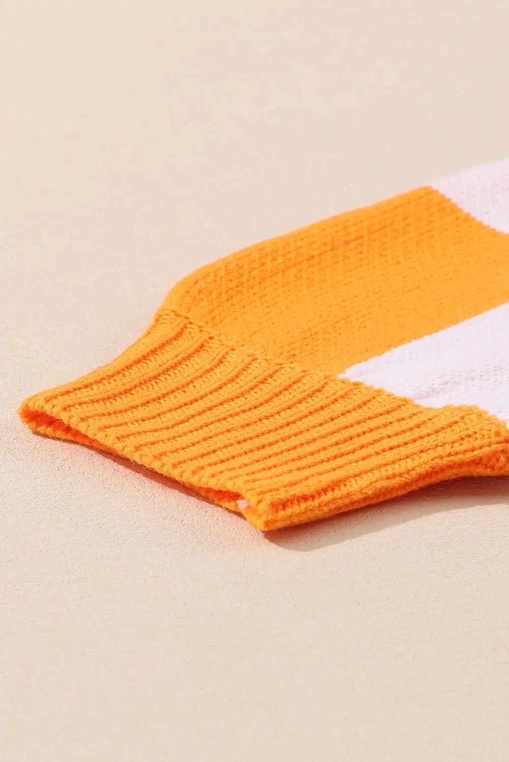 Sweaters Love Salve Orange Checkered Bishop Sleeve Sweater