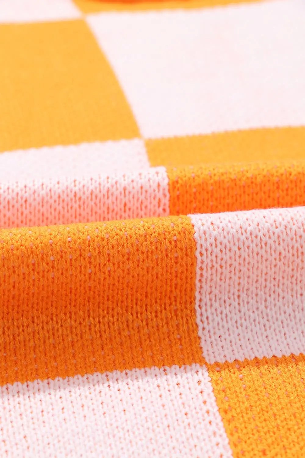 Sweaters Love Salve Orange Checkered Bishop Sleeve Sweater