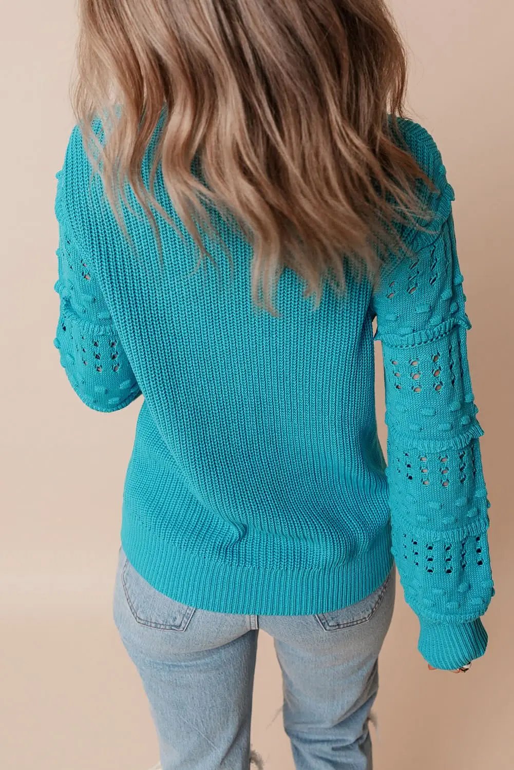 Love Salve Women's Knit Sweater Turquoise Cotton Blend — Cozy Pullover