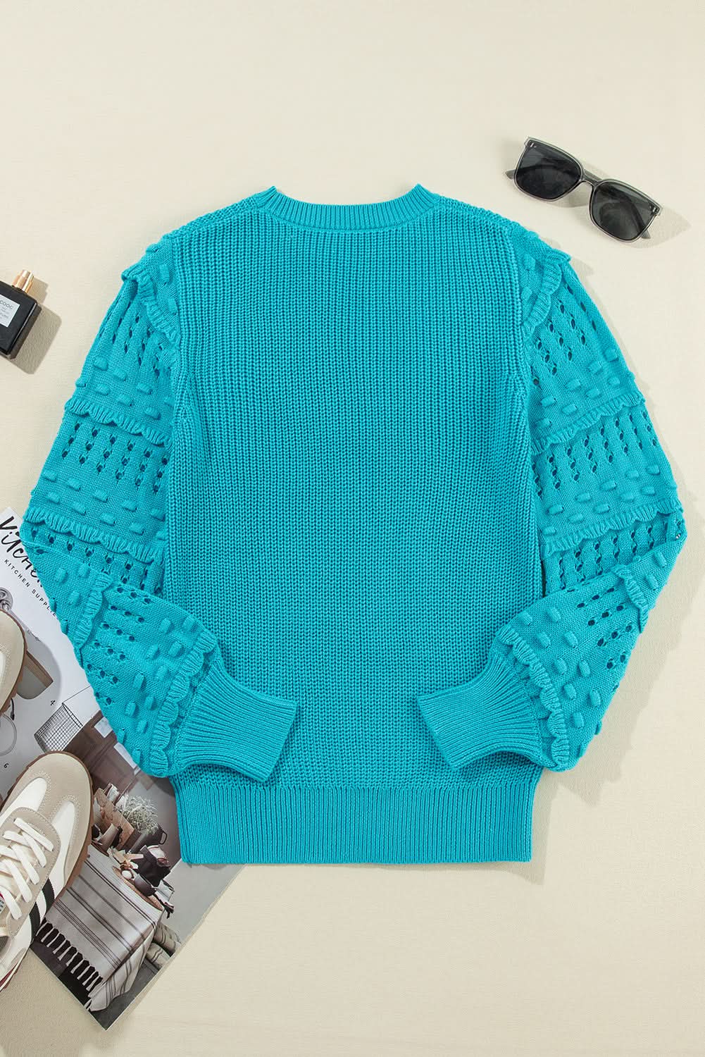 Love Salve Women's Knit Sweater Turquoise Cotton Blend — Cozy Pullover