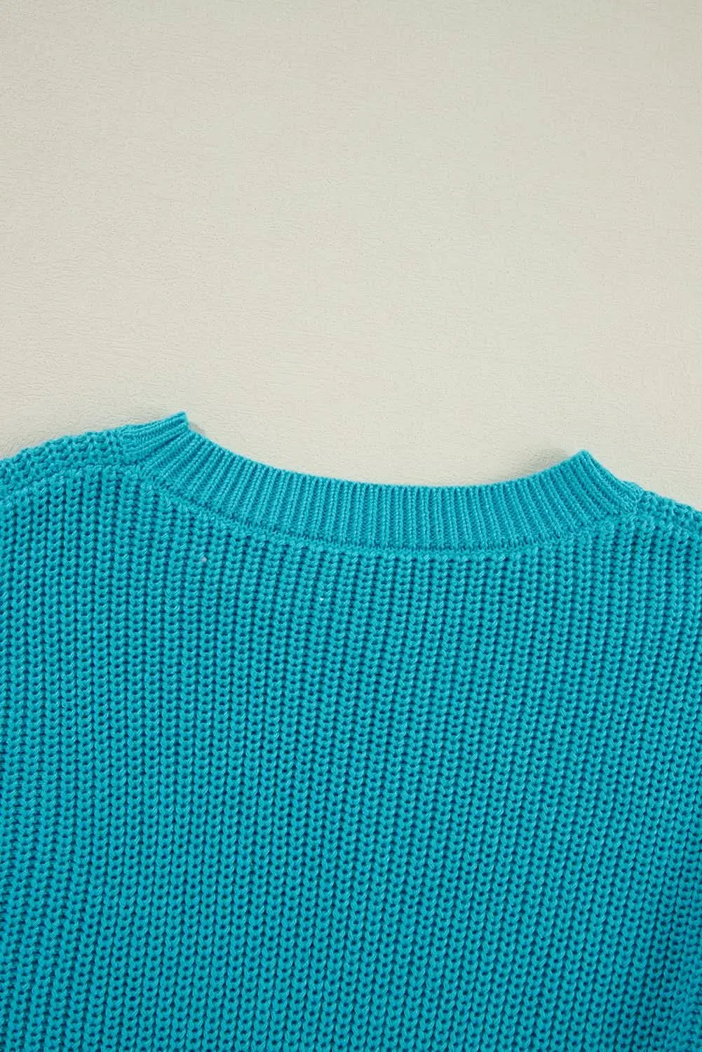 Love Salve Women's Knit Sweater Turquoise Cotton Blend — Cozy Pullover