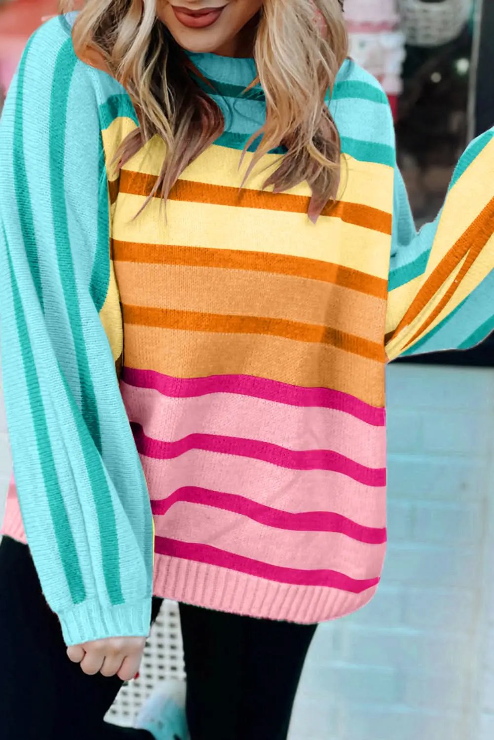 Sweaters Love Salve Loose-fit yellow striped sweater