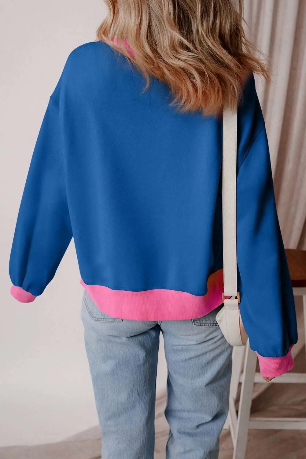 Pants Love Salve Chic colorblock bubble sleeve sweatshirt