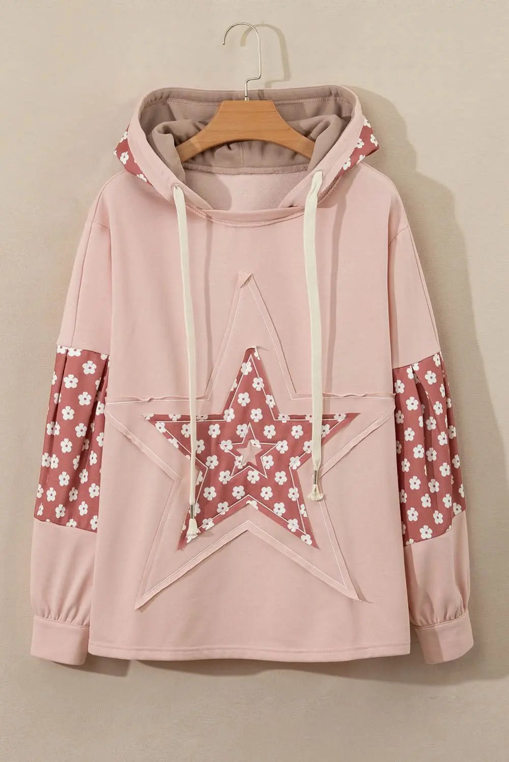 Women's Hoodie - Floral Star Patchwork - Casual Winter Top