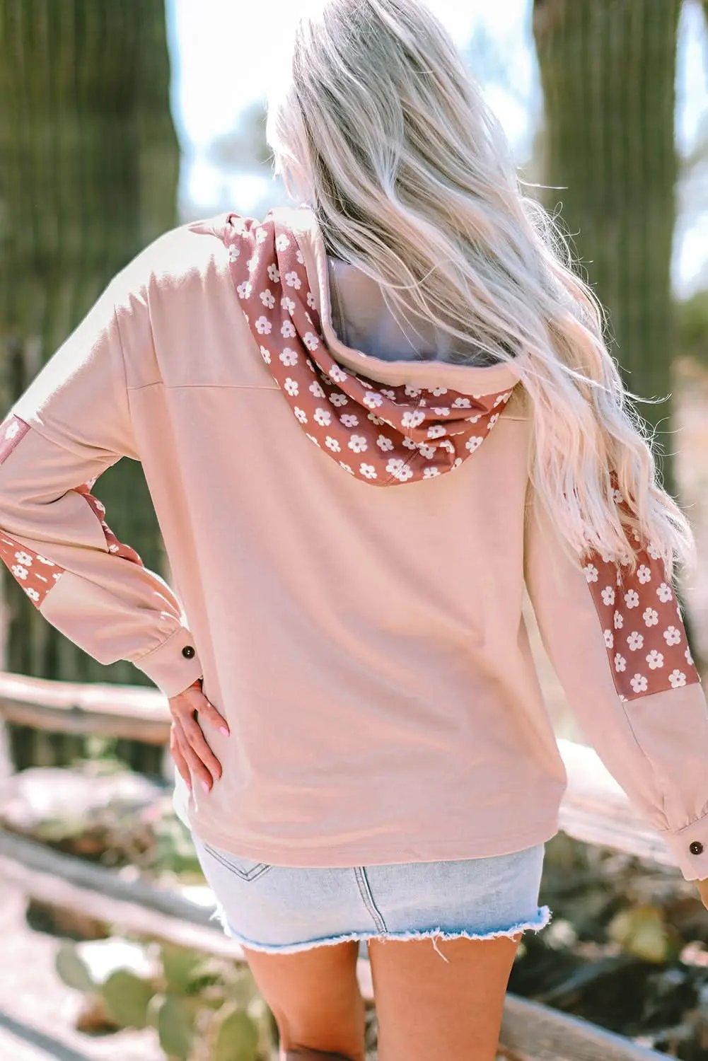 Women's Hoodie - Floral Star Patchwork - Casual Winter Top