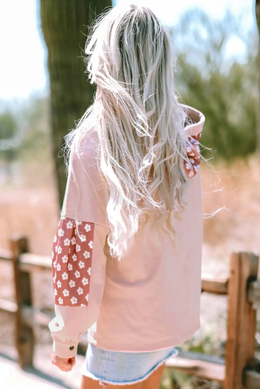 Women's Hoodie - Floral Star Patchwork - Casual Winter Top