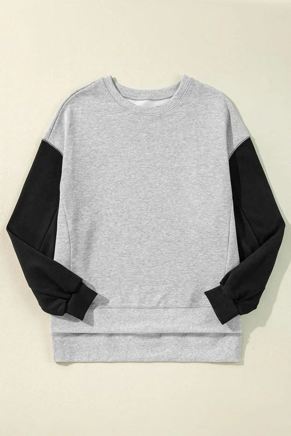 Pants Love Salve Gray Drop Shoulder Pullover Women's Casual Sweatshirt: Comfy & Chic