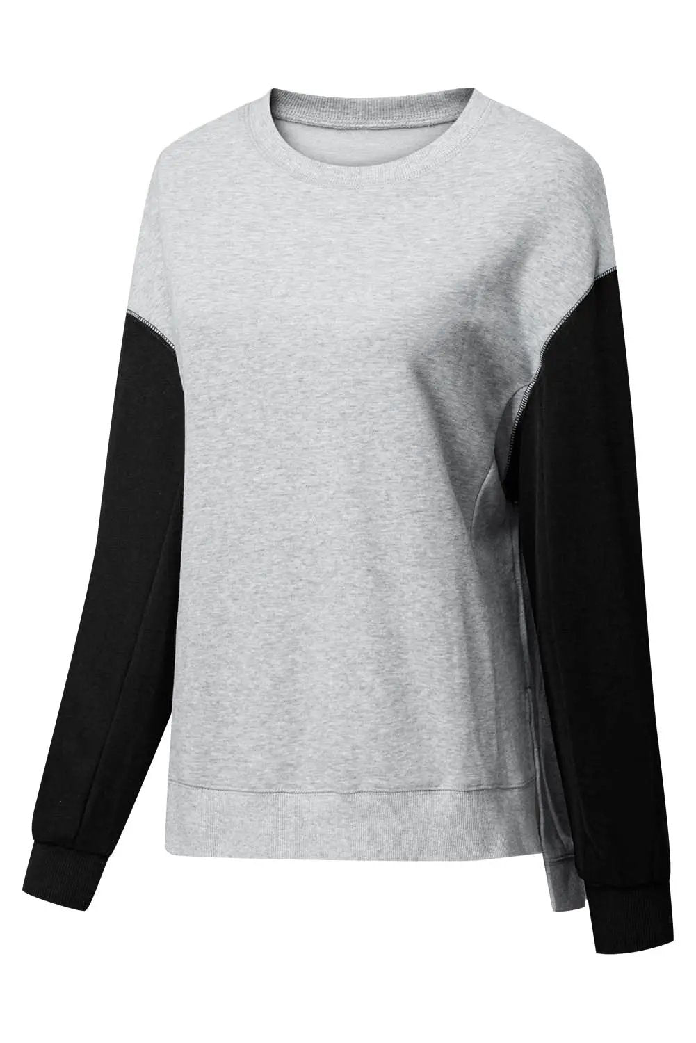 Pants Love Salve Gray Drop Shoulder Pullover Women's Casual Sweatshirt: Comfy & Chic