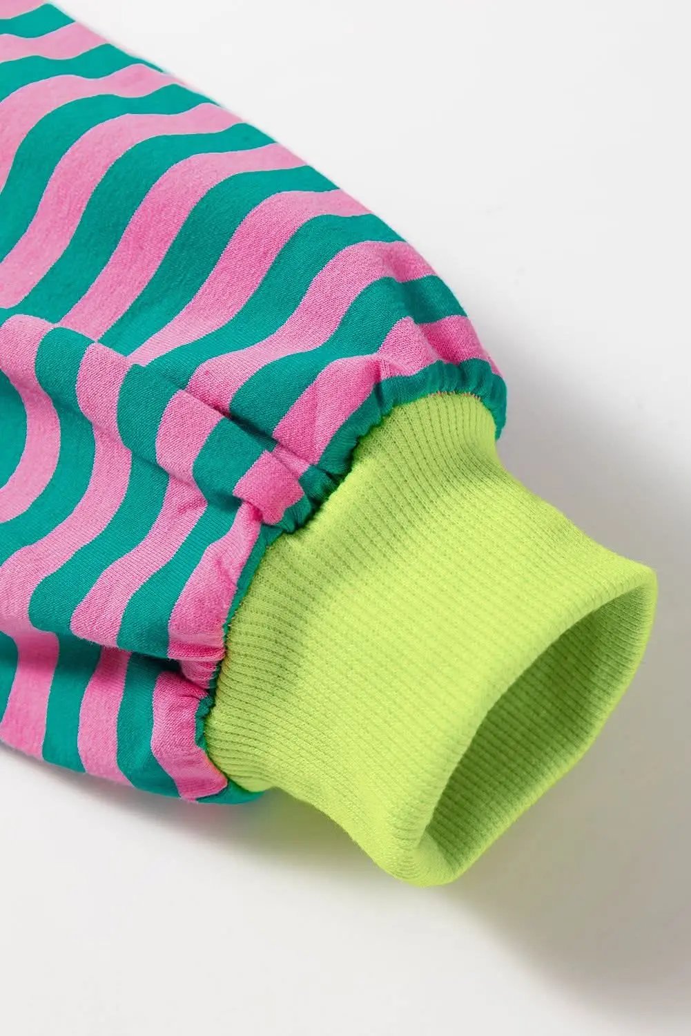 Sweaters Love Salve Trendy oversized green striped pullover