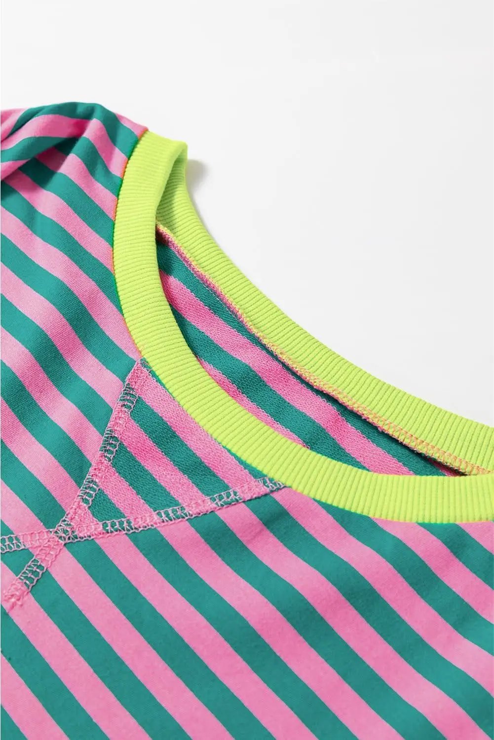 Sweaters Love Salve Trendy oversized green striped pullover