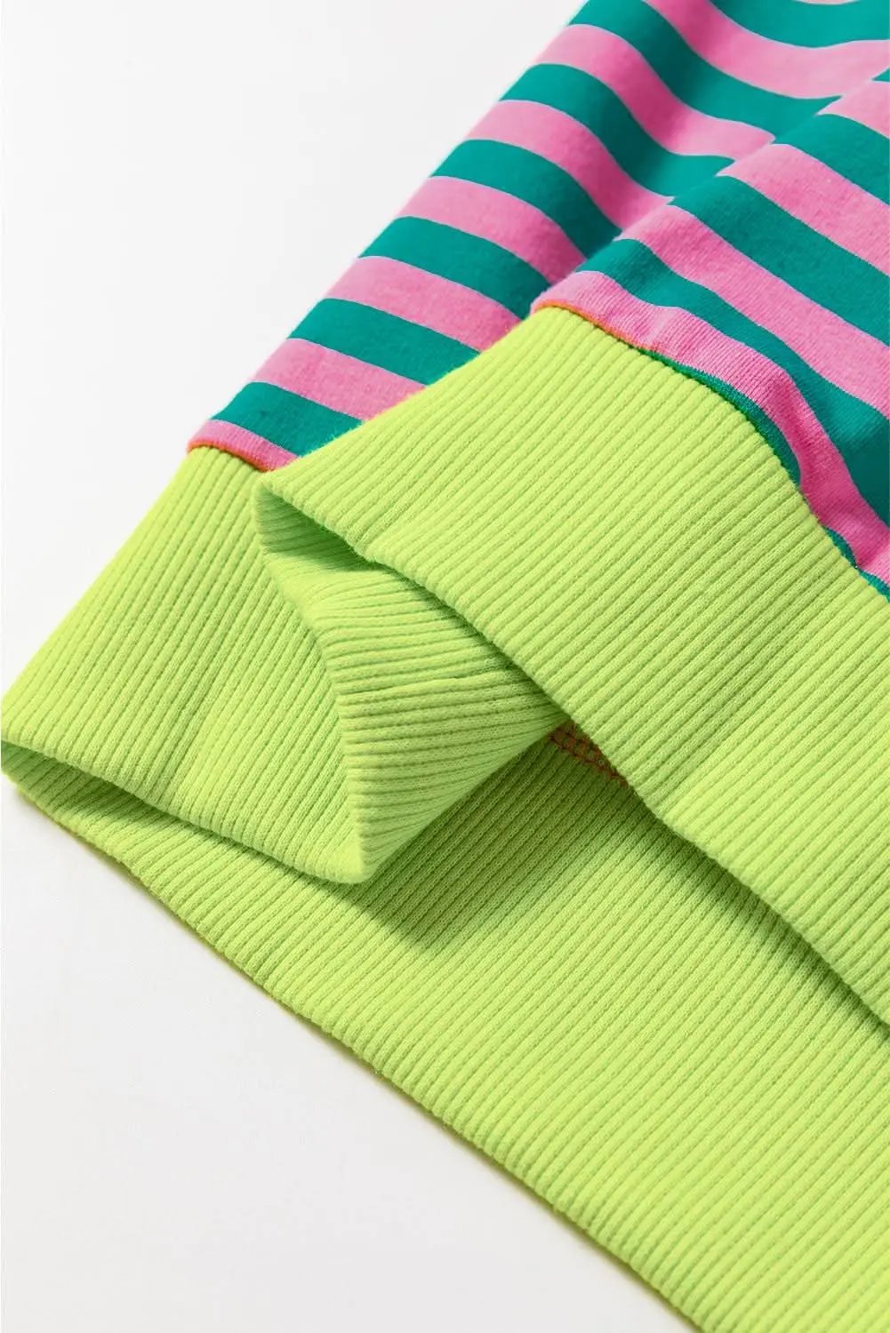 Sweaters Love Salve Trendy oversized green striped pullover