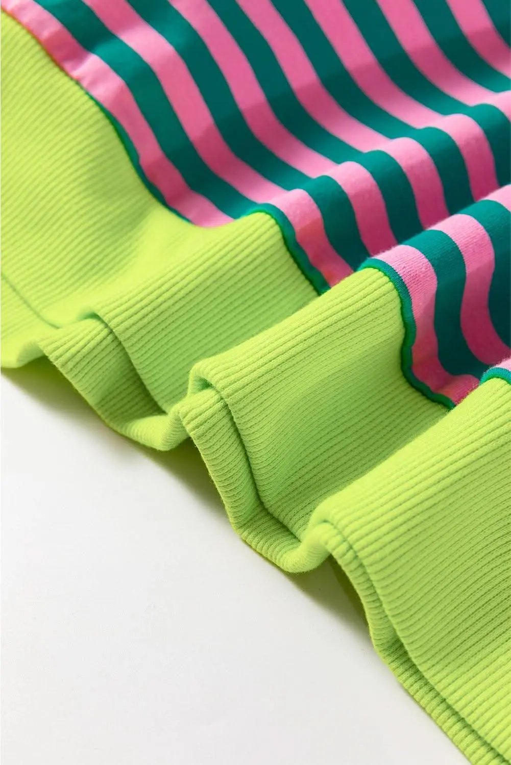 Sweaters Love Salve Trendy oversized green striped pullover