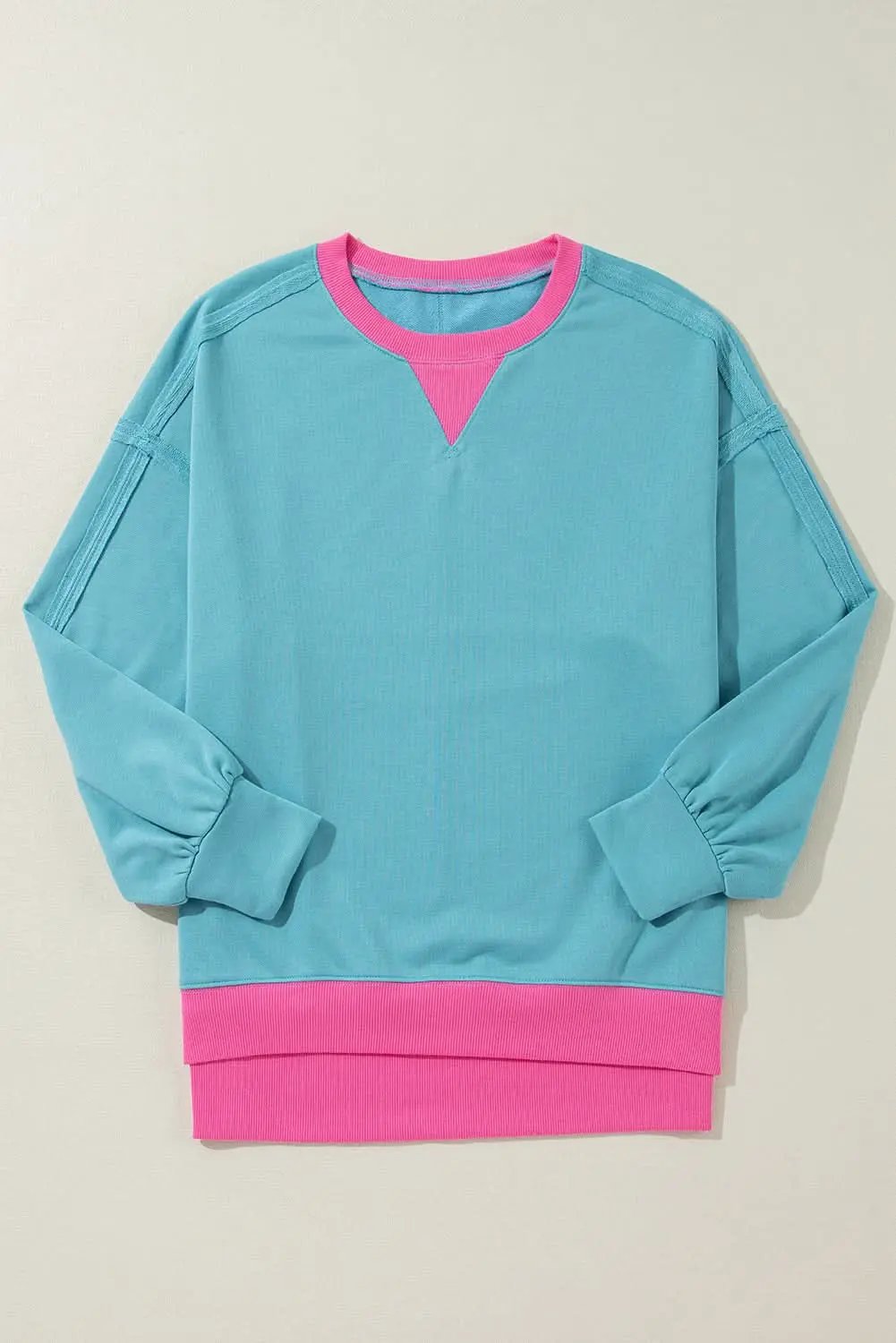 Sweatshirts & Hoodies Love Salve Light Blue Oversized Crew Sweatshirt