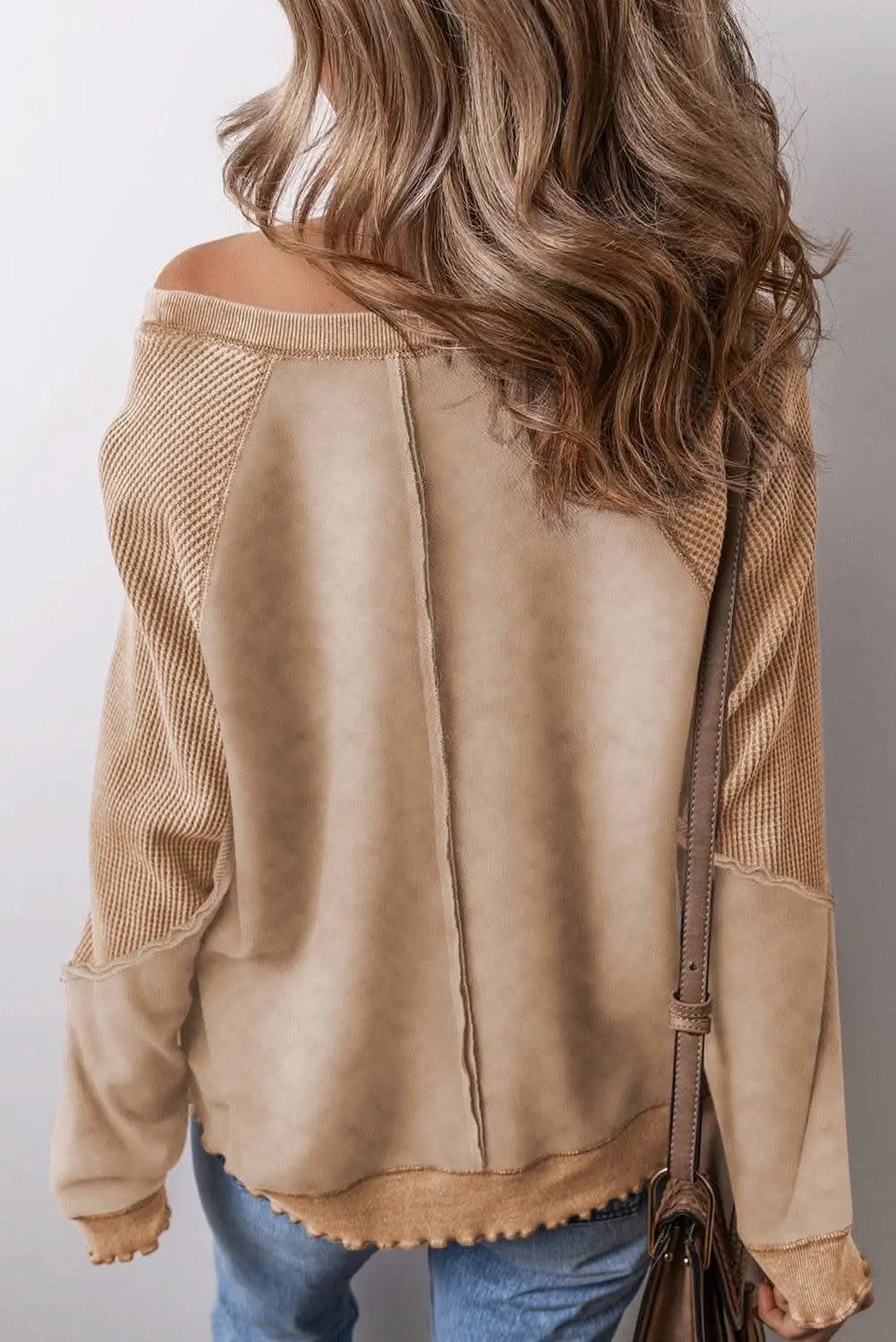 Pants Love Salve Chic light beige waffle knit sweatshirt