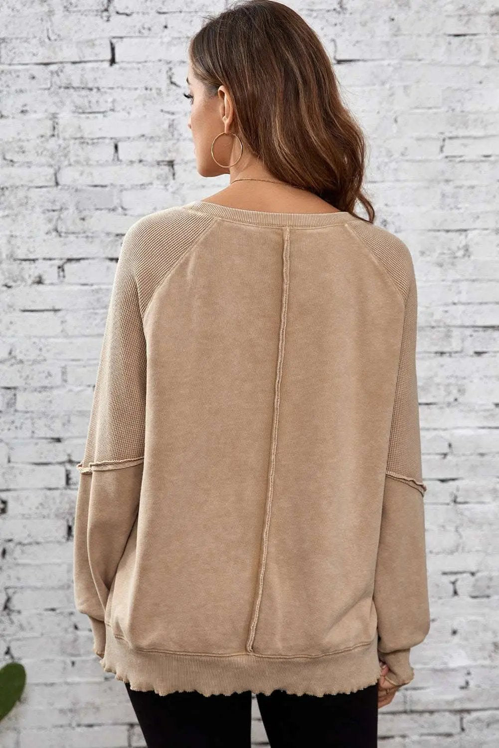 Pants Love Salve Chic light beige waffle knit sweatshirt