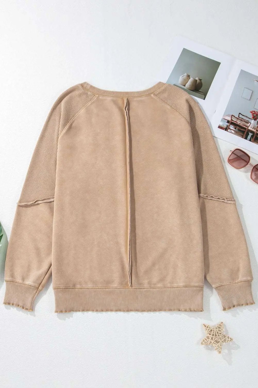 Pants Love Salve Chic light beige waffle knit sweatshirt
