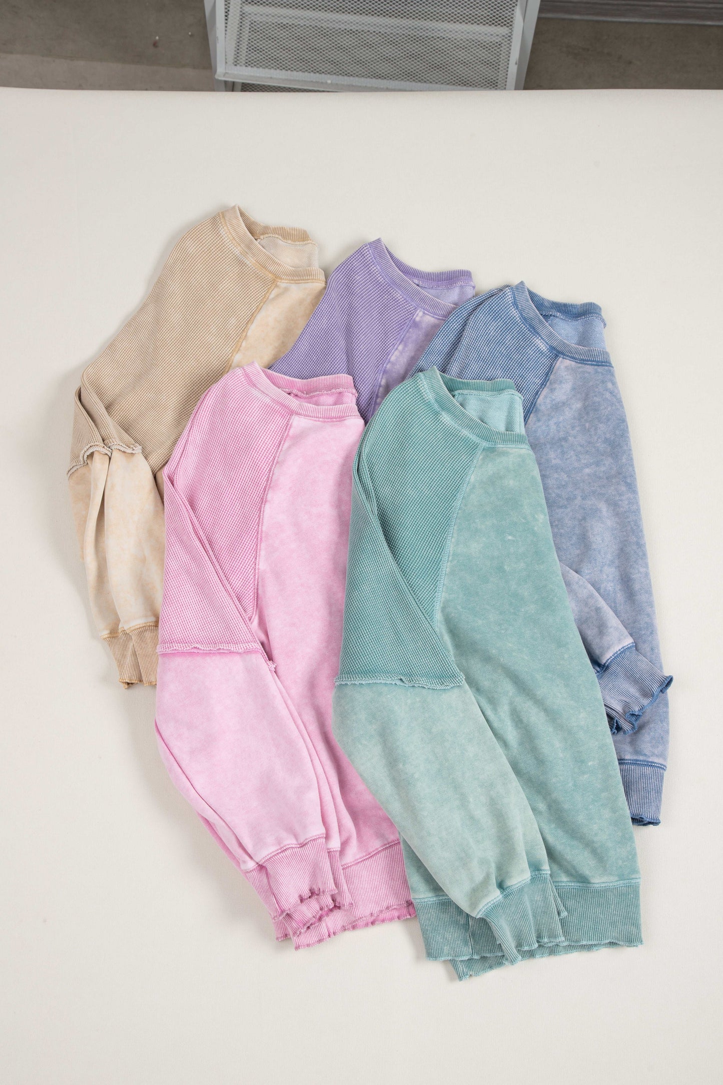 Pants Love Salve Chic light beige waffle knit sweatshirt