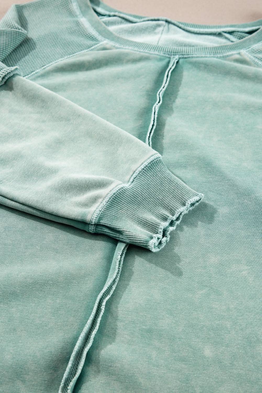 Pants Love Salve Mineral blue waffle knit sweatshirt