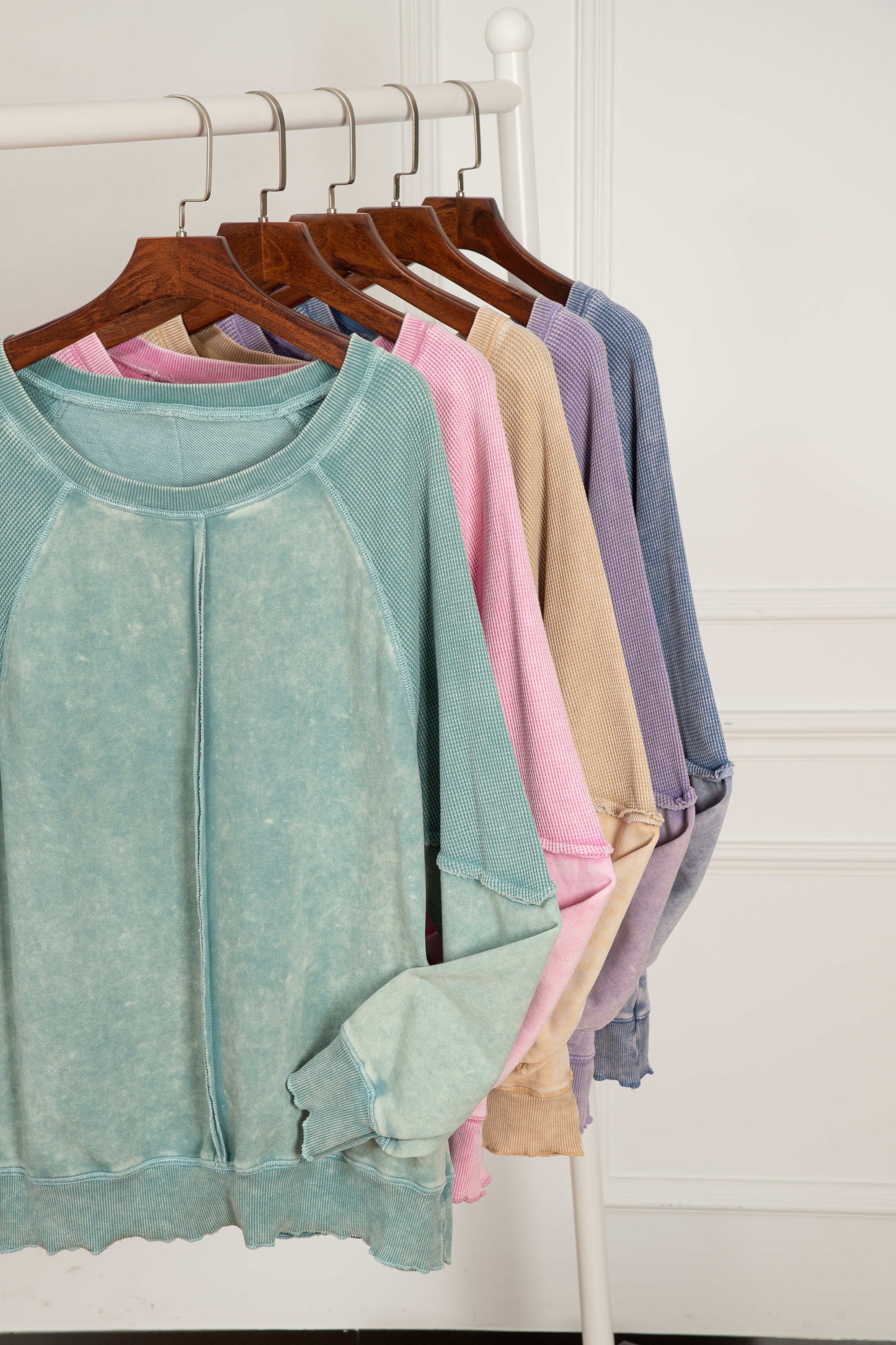 Pants Love Salve Mineral blue waffle knit sweatshirt
