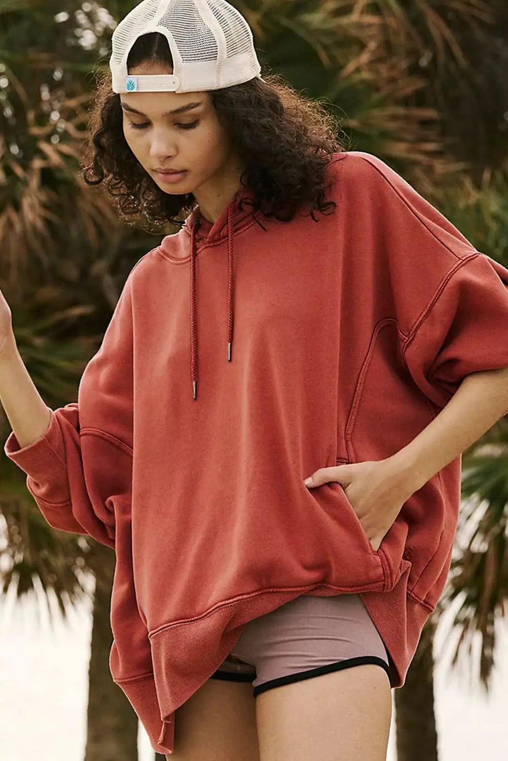 Pants Love Salve Red clay oversized drawstring hoodie