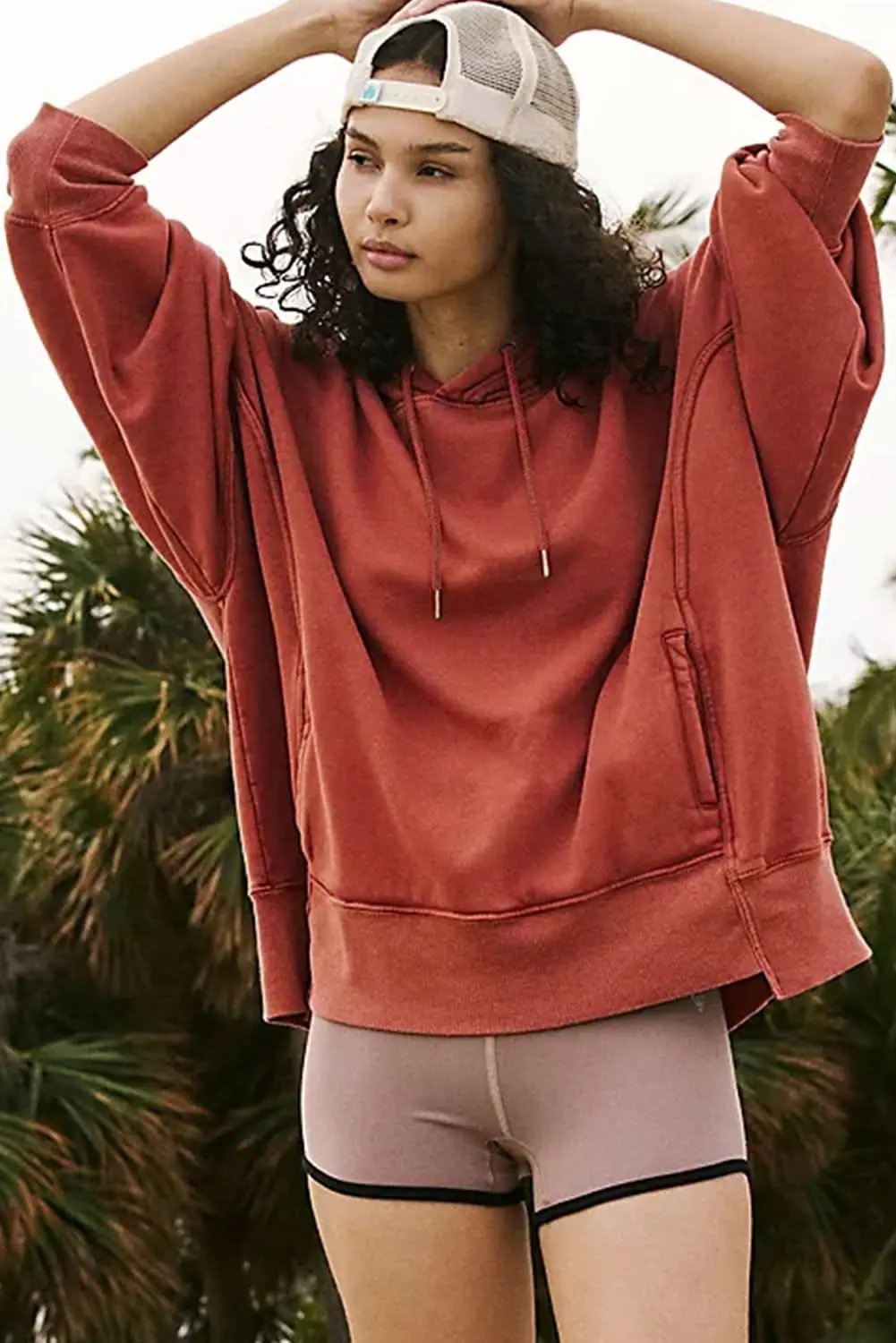 Pants Love Salve Red clay oversized drawstring hoodie