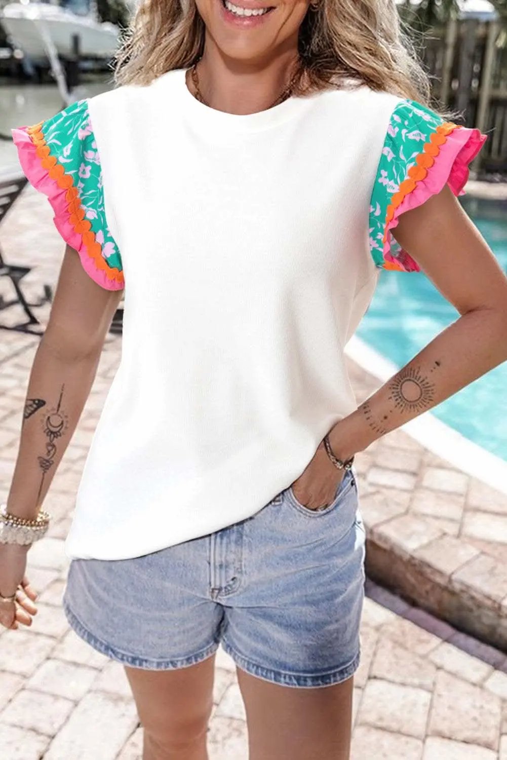 Love Salve Floral Shift Top With Ricrac Detail — Women's Casual